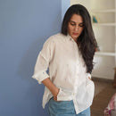 Shirts for Women | Cotton Shirt | Jamdani Motifs | White