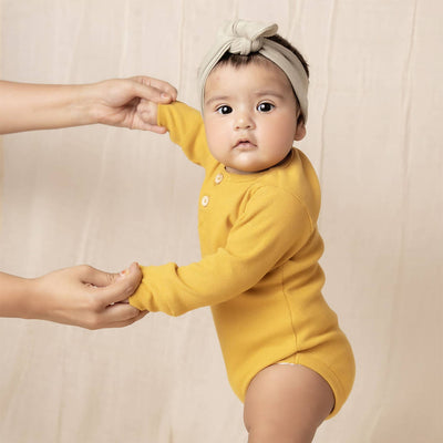 Organic Cotton Baby Bodysuit | Yellow