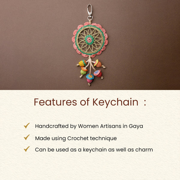 Crochet Dream Catcher Keychain | Multicolour