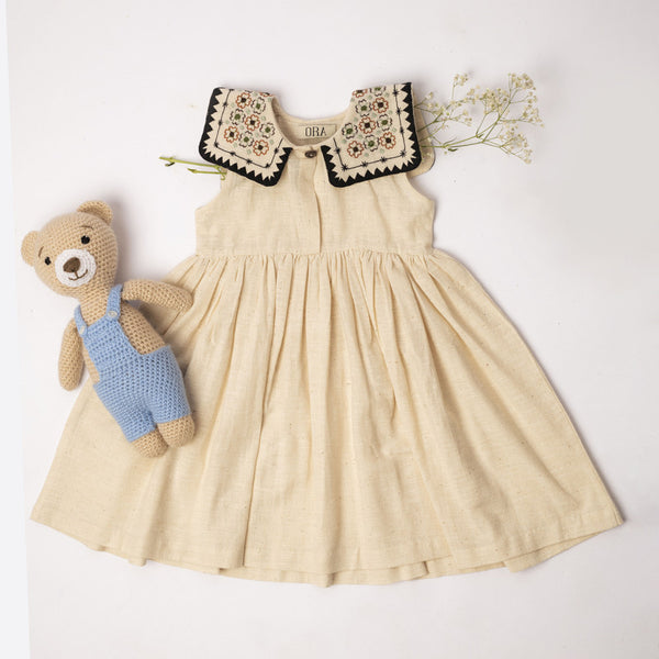 Organic Cotton Dress for Girls | Beige