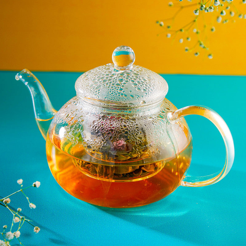 Clear Glass Tea Kettle with Removable Infuser High Borosilicate Tea Kettle  600ml 