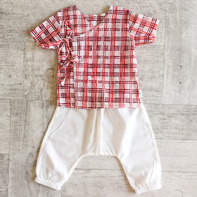 Organic Cotton Angarakha Top & Pants for Baby Girl | Check Print