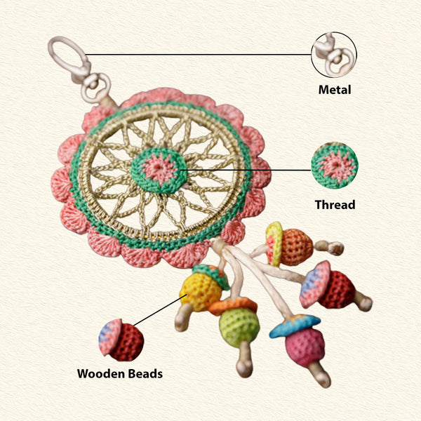 Crochet Dream Catcher Keychain | Multicolour