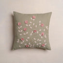 Cotton Chambray Cushion Cover | Embroidered | Green