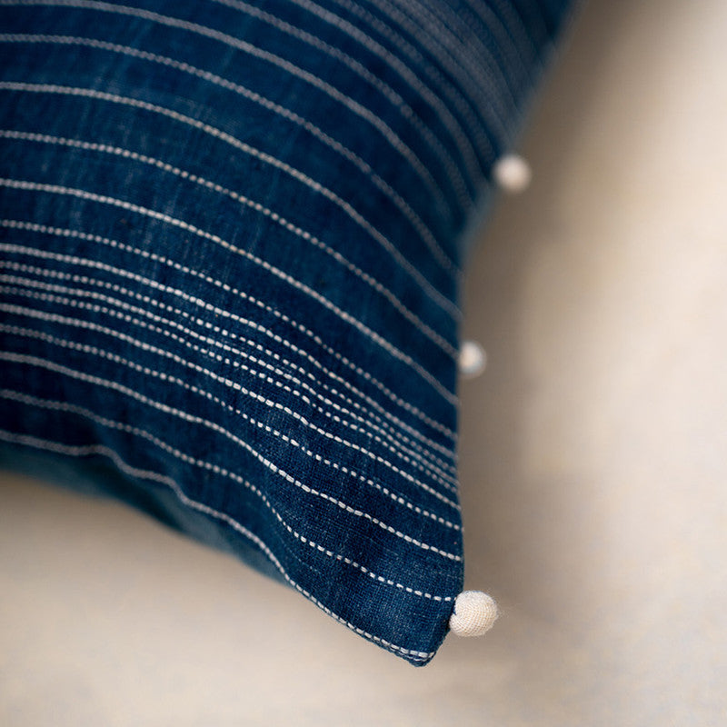 Organic Cotton Cushion Cover | Striped | Blue
