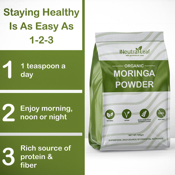 Organic Moringa Powder | 500 g | Improves Memory & Bone Health