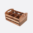 Acacia Wood Cutlery Holder | Wooden Organizer | 27.5x19.5x14.2 cm