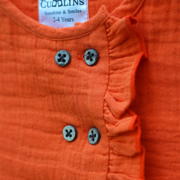 Cotton Dress for Girls | Orange