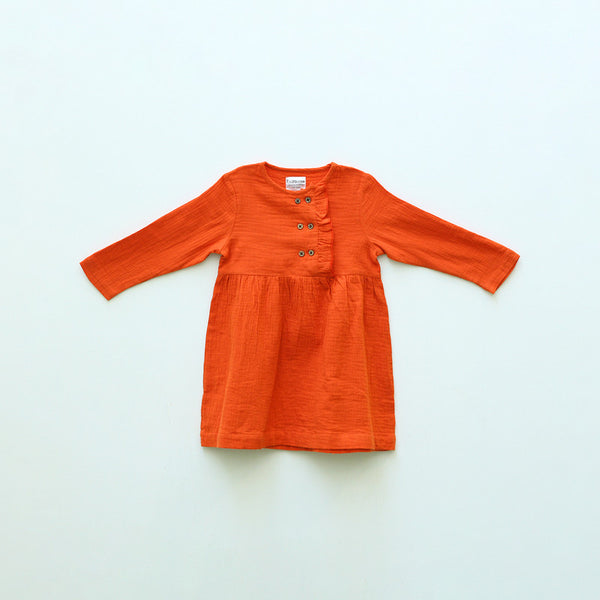 Cotton Dress for Girls | Orange