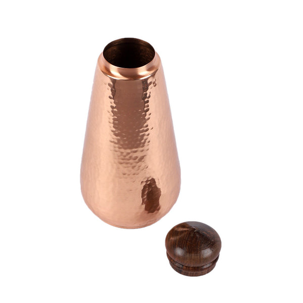 Copper Water Bottle | Wooden Knob | Dia-4xH-9.5 inch