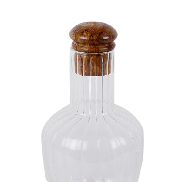 Borosilicate Glass Carafe | Wooden Knob | White | Dia-5xH-8.75 inch