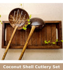 Coconut Shell Cutlery Set | Frying Spoon and Ladle | 26 cm