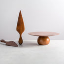 Acacia Wood Cake Stand with Cutters | Brown | Set of 3
