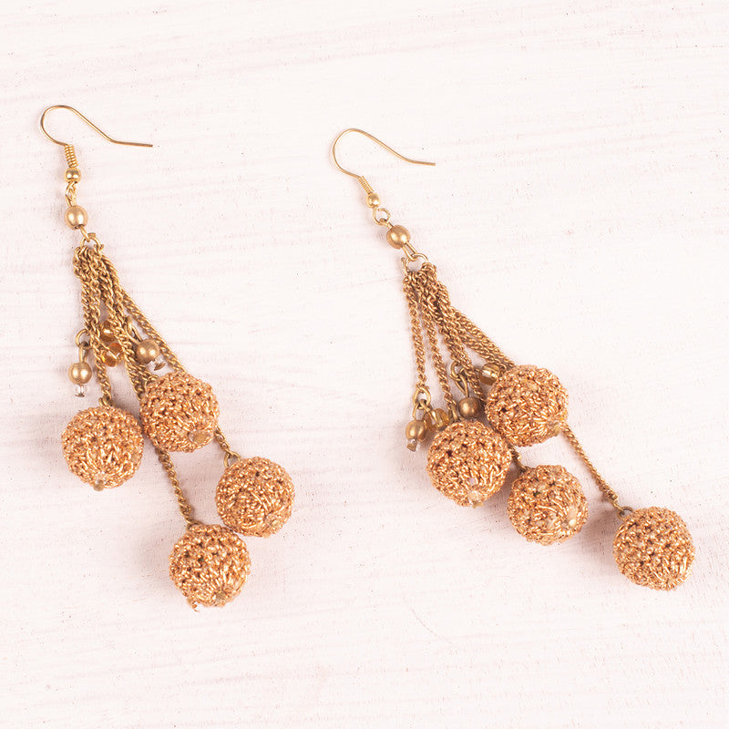 Brass & Metallic Thread Danglers Earrings | Gold