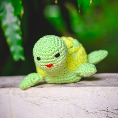 Cotton Crochet Soft Toy for Kids | Tory Turtle | Green | 18 cm