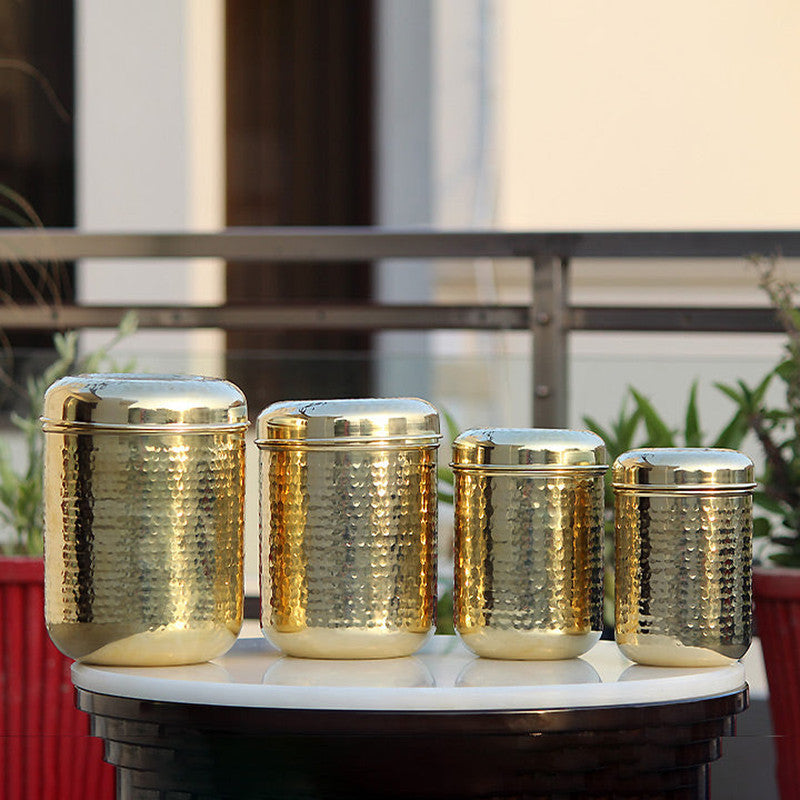 Kitchen Containers | Brass Storage Container with Lid | Gold