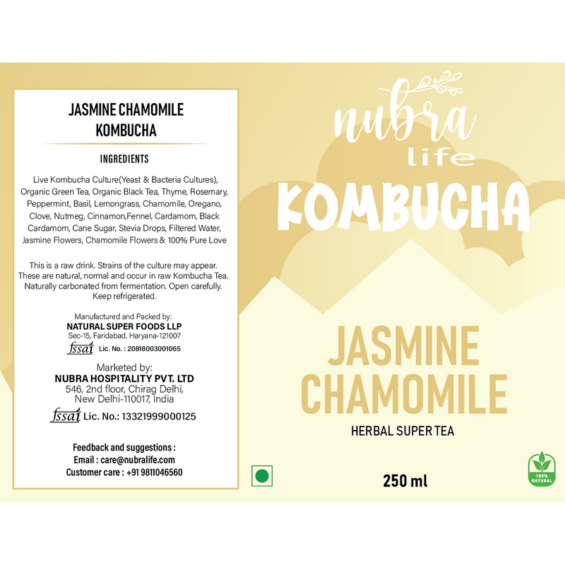 Kombucha | Jasmin Chamomile | Good Source Amino Acids | 250 ml | Pack of 6