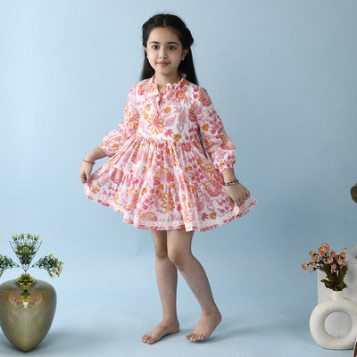 Birthday Dress | Cotton Dress for Girls | Pink & White