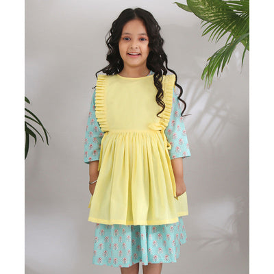 Birthday Dress | Cotton Dress for Girls | Double Layered | Yellow