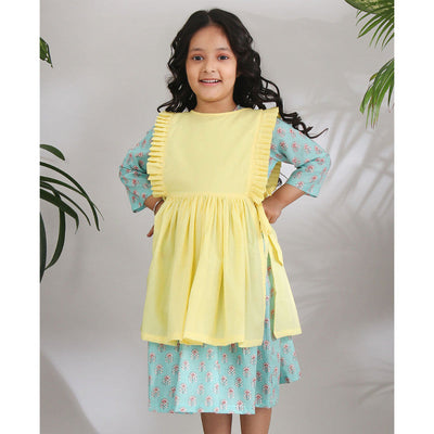 Birthday Dress | Cotton Dress for Girls | Double Layered | Yellow