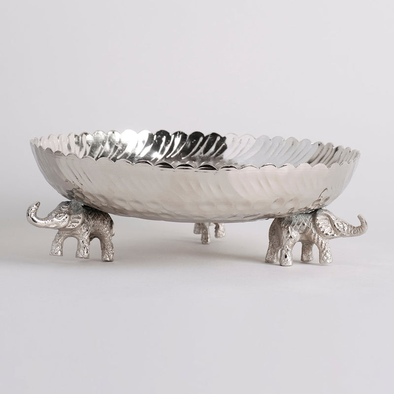 Aluminium Urli | Elephant Design | Silver Finish