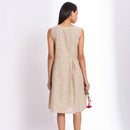 Dress for Women | Cotton Linen Midi Dress | Beige