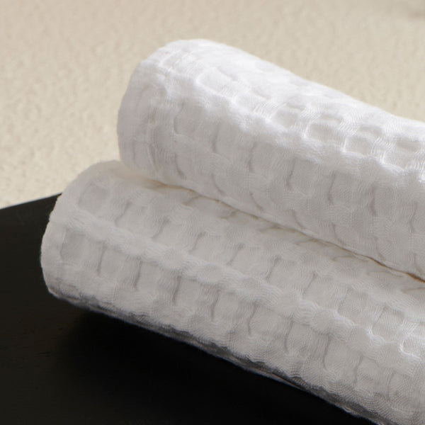 Cotton Face Towels | Super-Absorbent | Textured White | 30 x 30 cm | Set of 2