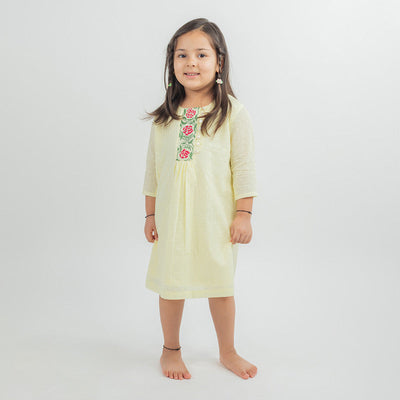 Birthday Dress | Cotton Dress for Girls | Yellow