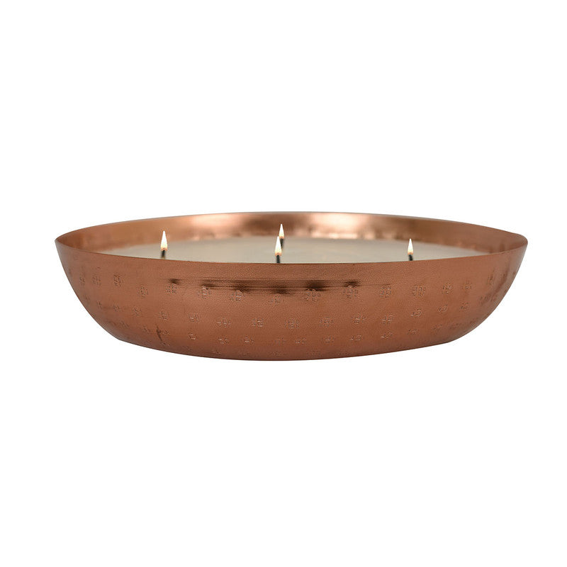 Festive Gifts | Copper Finish Scented Wax Urli Bowl - 8 Inches