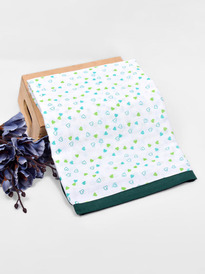 Organic Cotton Baby Dohar | Summer AC Blanket | Green Heart | 100x100 cm