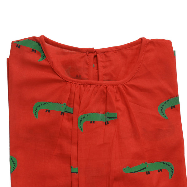 Cotton Night Dress for Kids | Crocodile Print