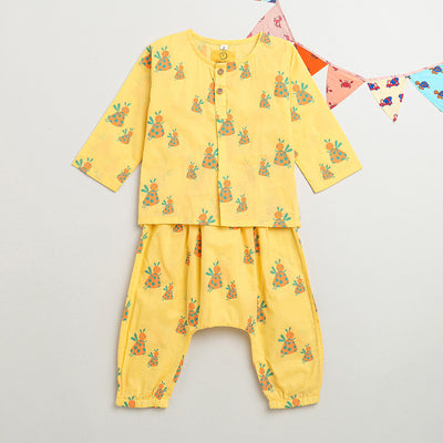 Cotton Top and Pajama Set for Baby | Yellow