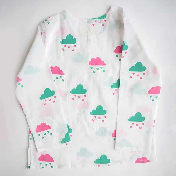 Cotton Night Suit for Kids | Little Clouds Print