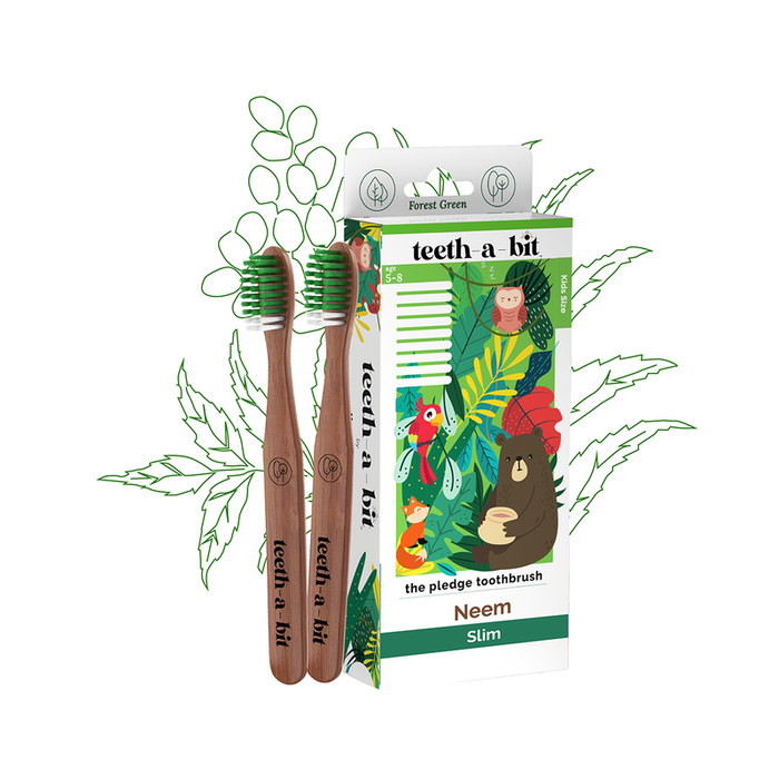 Neem Toothbrush for Kids | Gum Sensitive Soft Bristles | Slim Handle | Set of 2