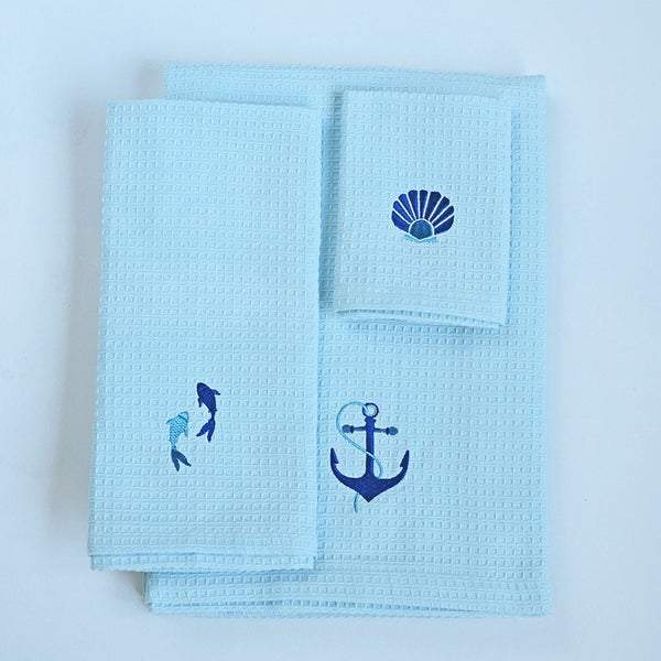 Cotton Towel Set | Blue | Set of 3