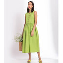 Dresses For Women | Linen Midi Dress | Green