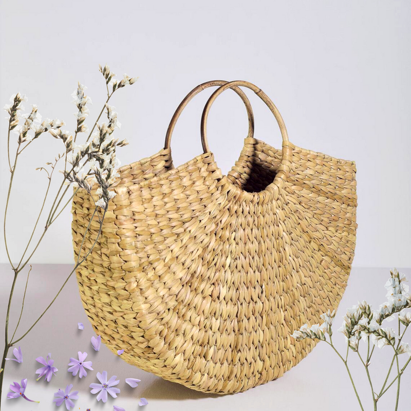Kauna Grass Handbag | Beige | 23x25x8 cm