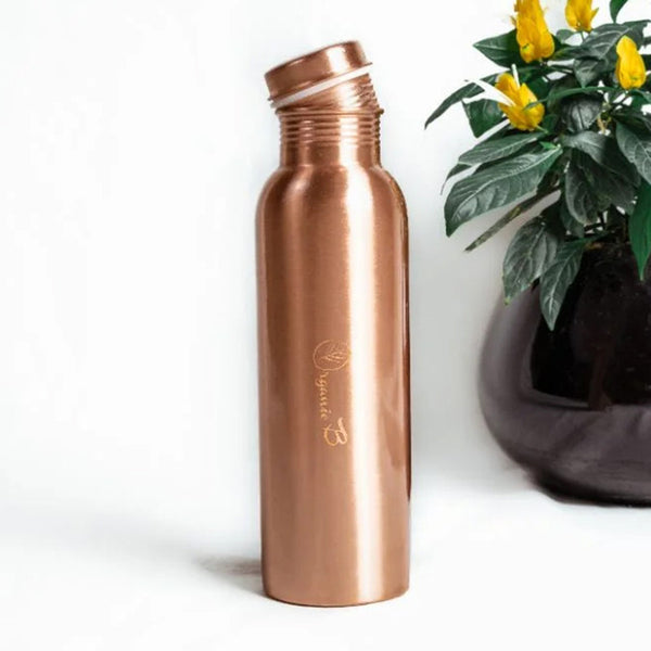 Copper Bottle 1 L | Plain & Hammered  | Set of 2