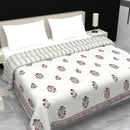 Mulmul Cotton Double Bed AC Dohar | AC Blanket | Reversible | Pink & Grey | 84 x 108 inches