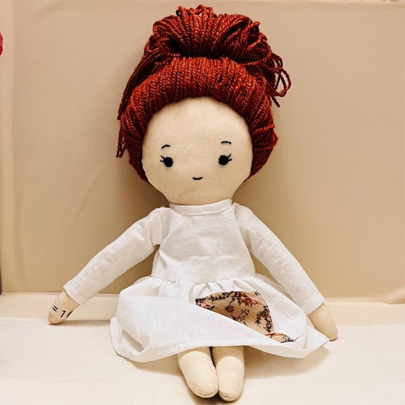 Cotton Soft Toy Doll | Rag Doll | Rust & White | 17 inches