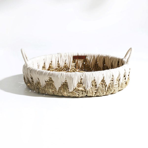 Cotton & Metal Tray | Moonj Grass | Brown | 38x38x8 cm