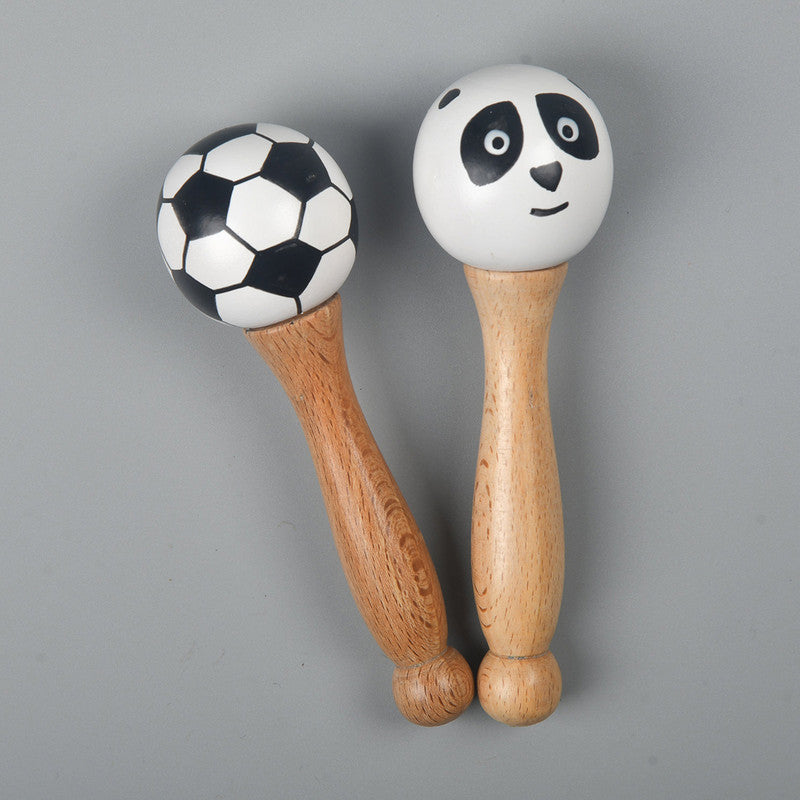 Wooden Baby Rattles Set | Hungry Panda & Football | Fine Motor Skills | Set of 2