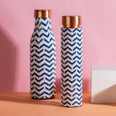 Copper Bottle | Water Bottle | Blue & White | 650 ml