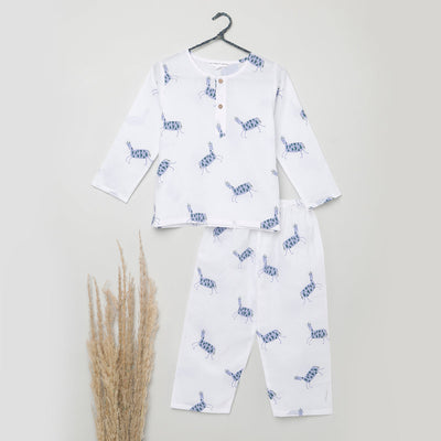 Cotton Night Suit for Kids | Pajama Set | Chinkara Print | Mauve