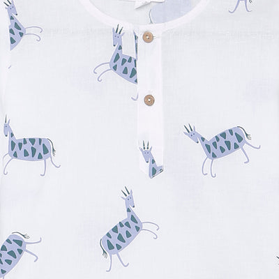 Cotton Night Suit for Kids | Pajama Set | Chinkara Print | Mauve