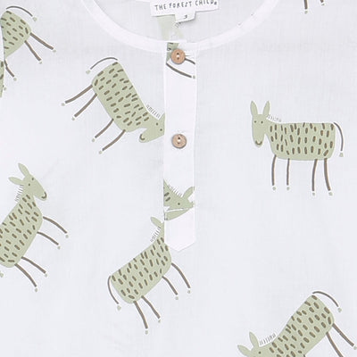 Cotton Night Suit for Kids | Pajama Set | Wild Ass Print | Light Green