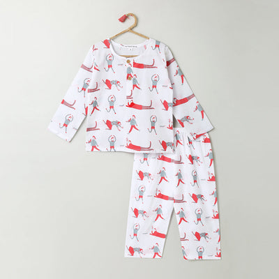Cotton Night Suit for Kids | Pajama Set | Children Print | Tomato Red