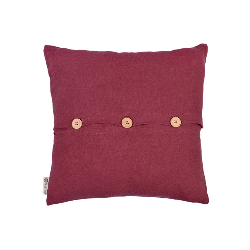 Handwoven Cotton Cushion Cover | Muted Scarlet