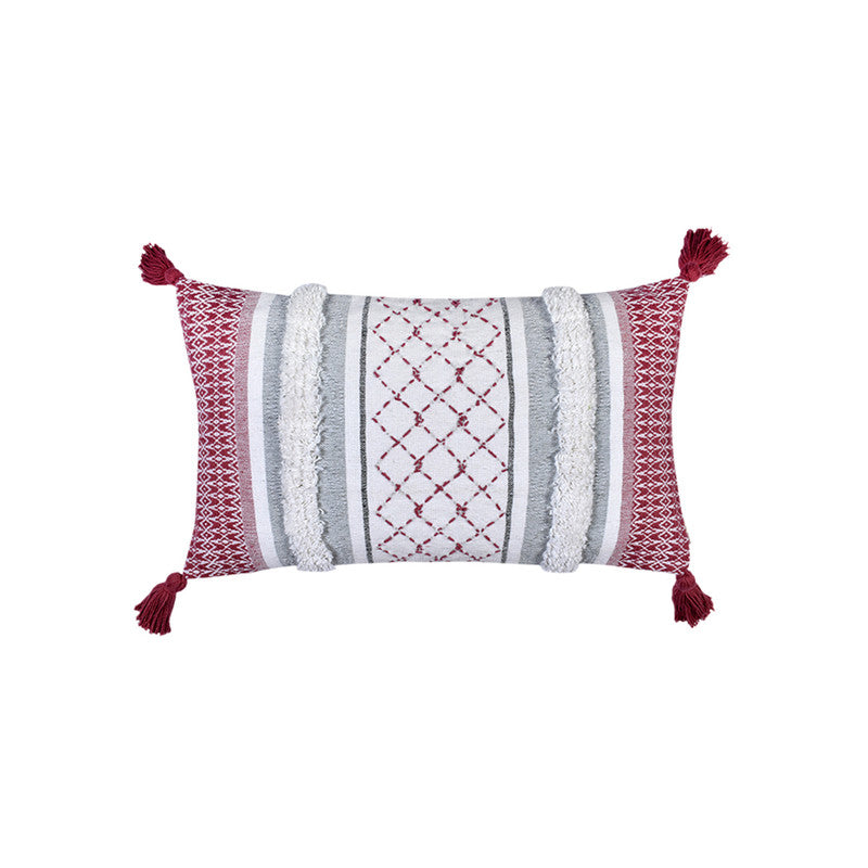 Handwoven Cotton Cushion Cover | Muted Scarlet