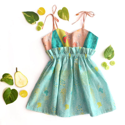 Birthday Dress for Girls | Organic Cotton Printed Dress | Blue